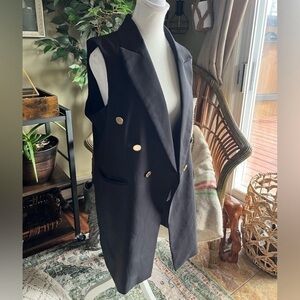 Joie Black Vest Blazer with Gold Buttons